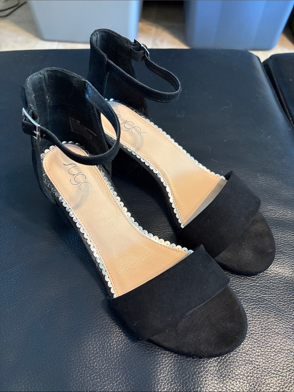 Sugar Noelle Low Block Heel Ankle Strap Dress Sandals